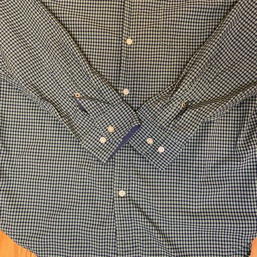 Banana Republic Custom 078 Wash Men's L Camden Fit Button Down Check Print Shirt